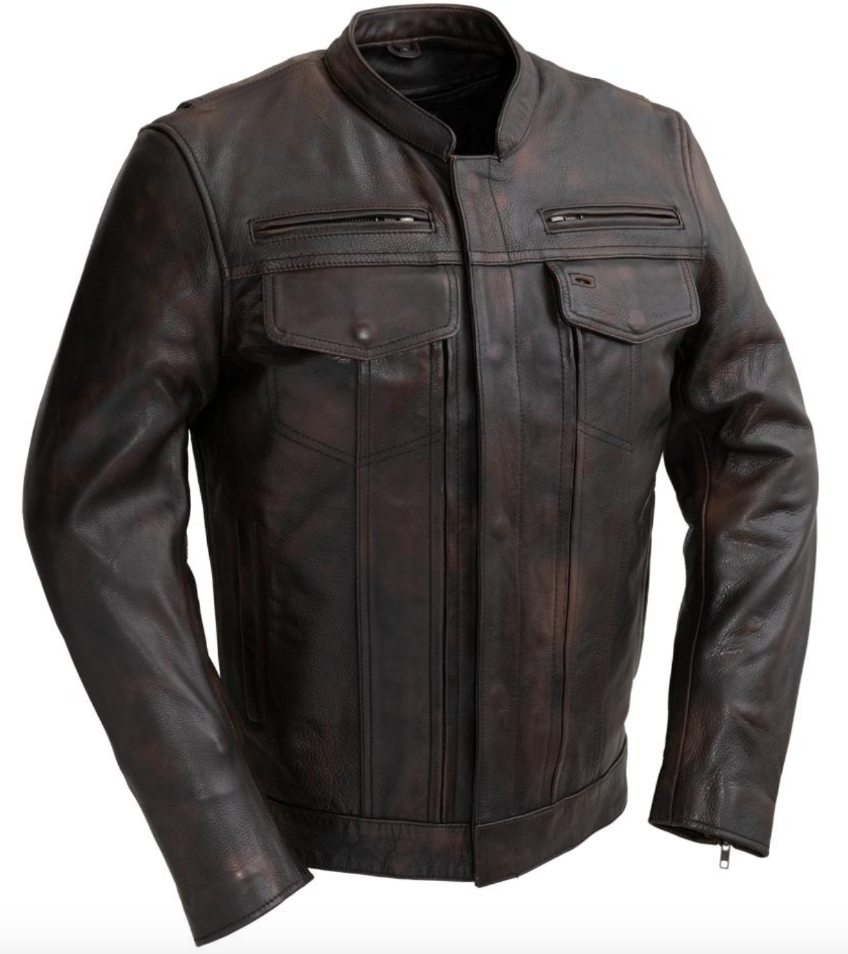 The Raider - Men's Motorcycle Leather Jacket - Copper